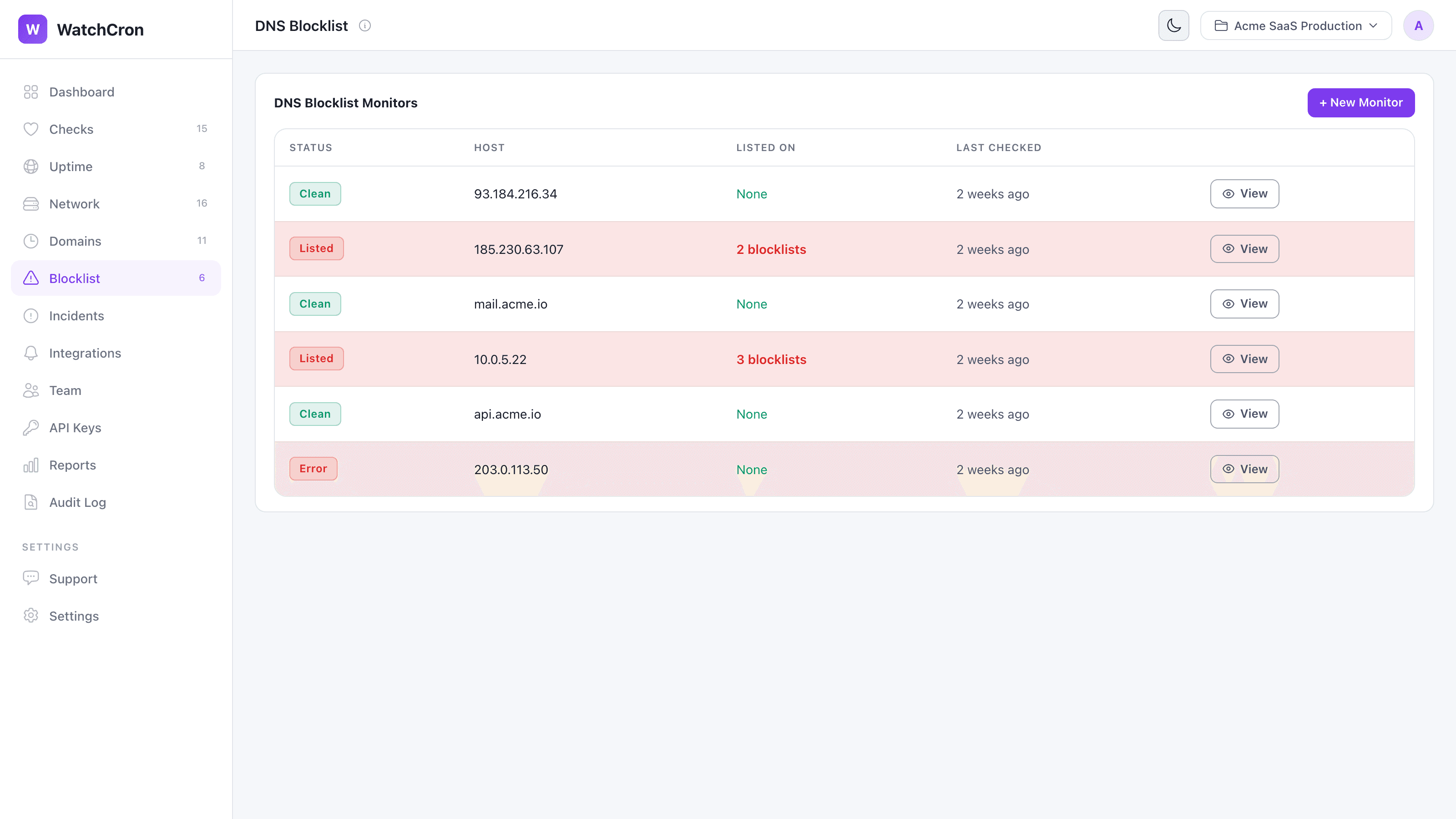 WatchCron — DNS Blocklist Monitoring