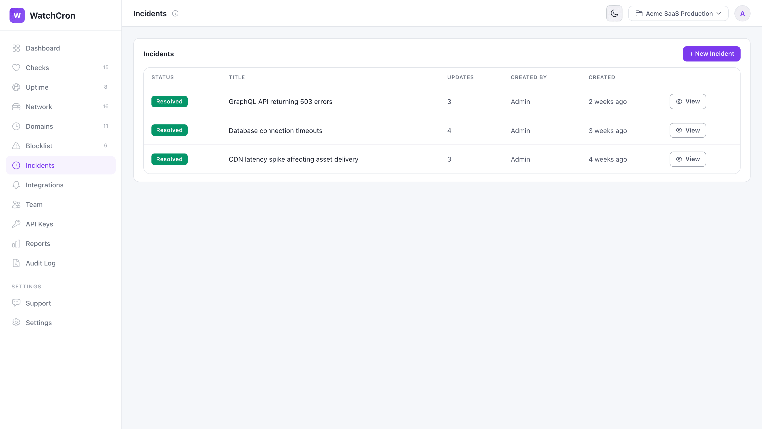 WatchCron — Incident Management