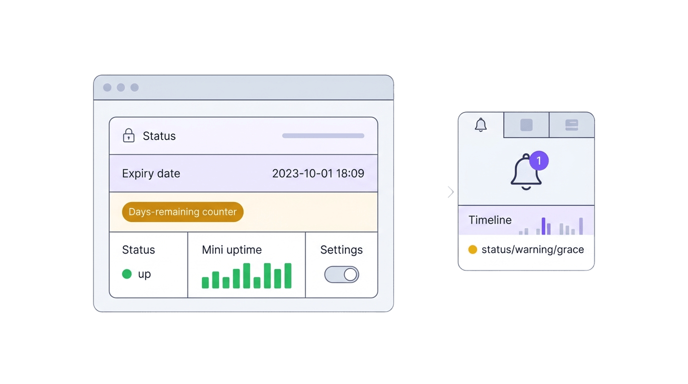 WatchCron uptime monitors with the SSL thumbnail