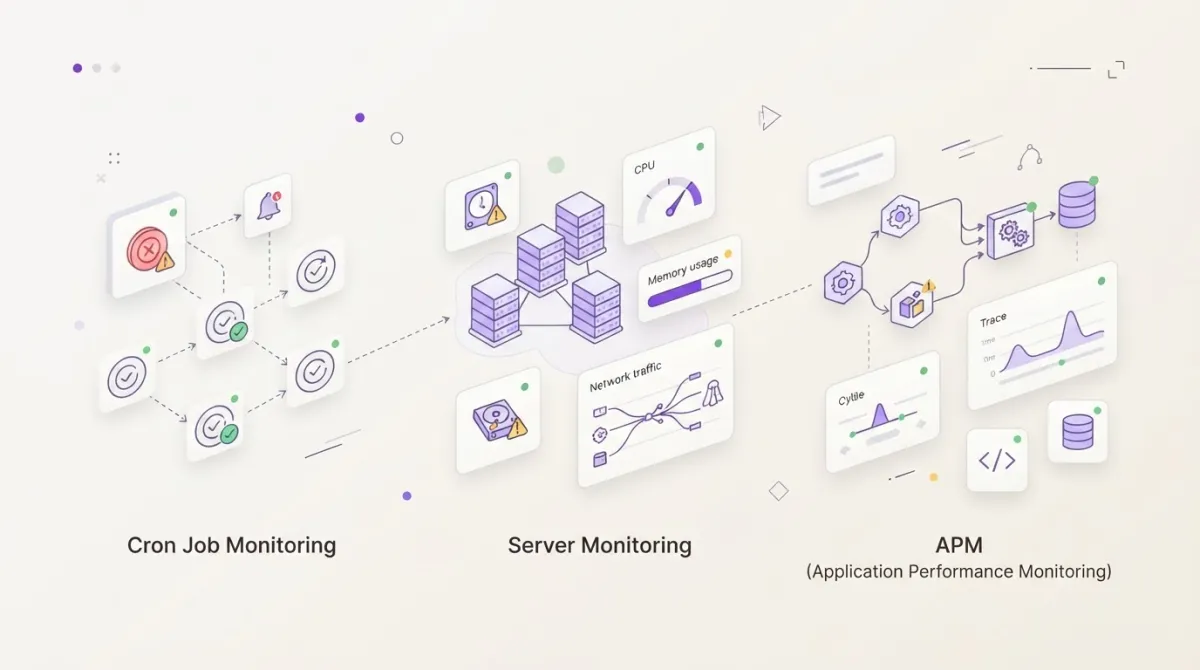Cron Job Monitoring vs Server Monitoring vs APM: Which Do You Actually Need?