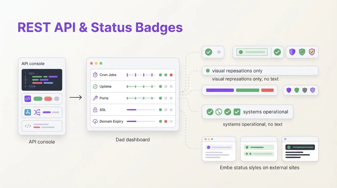 WatchCron REST API & Status Badges — feature illustration