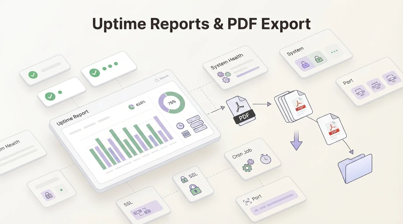 WatchCron Uptime Reports & PDF Export — feature illustration